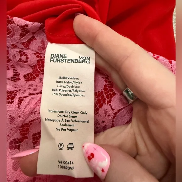 Diane Von Furstenberg - DVF - Pink/Red Lace Pencil Skirt - size 8 - EUC - Picture 10 of 10